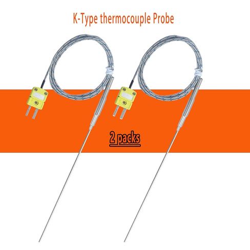 مجسات حرارية من نوع K مكونة من قطعتين بطول 11.9 بوصة وطرف 0.06 بوصة مع نطاق درجة حرارة كابل 40 بوصة - من 50 درجة فهرنهايت إلى 1100 درجة فهرنهايت (موديل TL1916SL) in Kuwait