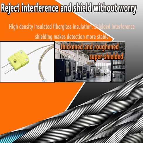 مجموعة مسبار حراري مزدوج من نوع K مكون من ثلاث قطع مع كابل من الألياف الزجاجية، نطاق درجة حرارة طويل 47 بوصة - من 50 درجة فهرنهايت إلى 900 درجة فهرنهايت، يتضمن ثلاثة أجهزة استشعار مزدوجة حرارية in Kuwait