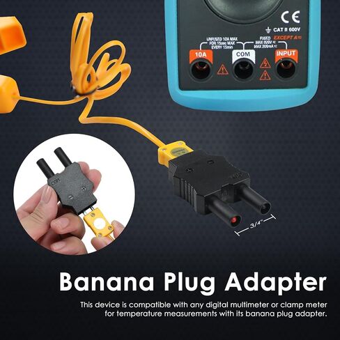 JuviPerpric K-Type Thermometer Clamp Pipe Temperature Clamp for HVAC/Multimeter, HVAC Temperature Meter with Type K Plug Adapter -40~392℉(-40~200℃) in Saudi Arabia
