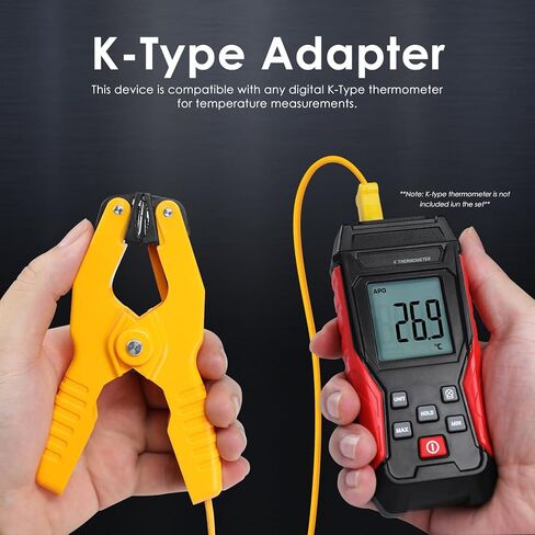 JuviPerpric K-Type Thermometer Clamp Pipe Temperature Clamp for HVAC/Multimeter, HVAC Temperature Meter with Type K Plug Adapter -40~392℉(-40~200℃) in Saudi Arabia