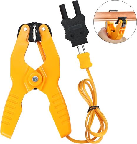 JuviPerpric K-Type Thermometer Clamp Pipe Temperature Clamp for HVAC/Multimeter, HVAC Temperature Meter with Type K Plug Adapter -40~392℉(-40~200℃) in Saudi Arabia