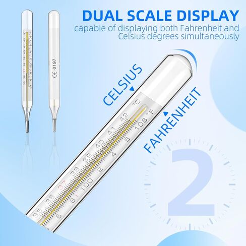 TOYANDONA 6pcs Glass Temperature Measurement Adult - General Use Temperature Testing Tools Accurate Fast Reading for Families, Dual Scale in Saudi Arabia