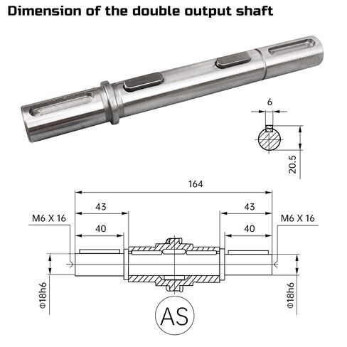 YIDOFENG Double Output Shaft for Worm Reducer Gearbox NMRV40 RV040 Nema34 Stepper Motor with Gaskets S Ring Corner pin, 18mm(0.71") Diameter, 164mm Length，M6 x 16 Screw Holes in Saudi Arabia