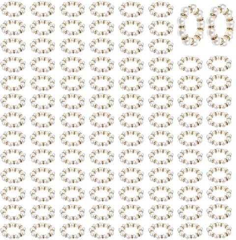 72Pcs Pearl Napkin Rings Imitation Pearl Ring Napkin Holder Delicate Silver Beaded Serviette Buckles for Wedding Christmas Dinner Banquet Decor Party Table Settings in Saudi Arabia