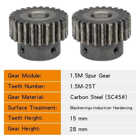 Gear 1.5M-25T Bore Size 6/8/10/12/14/15/16/17/18/19/20mm SC45#Carbon Steel 1Pcs(1.5M25T-Bore 6 mm) in Saudi Arabia