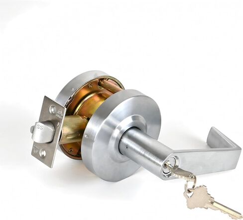 YoukeyHomi Entry/Entrance Keyed Function Commercial Heavy Duty Cylindrical Handle Lock, Commercial Door Handle, Heavy-Duty Door Lock,ANSI Grade-2,UL 3 Hour Fire Rated, ADA Compliant. (Entrance) in Saudi Arabia