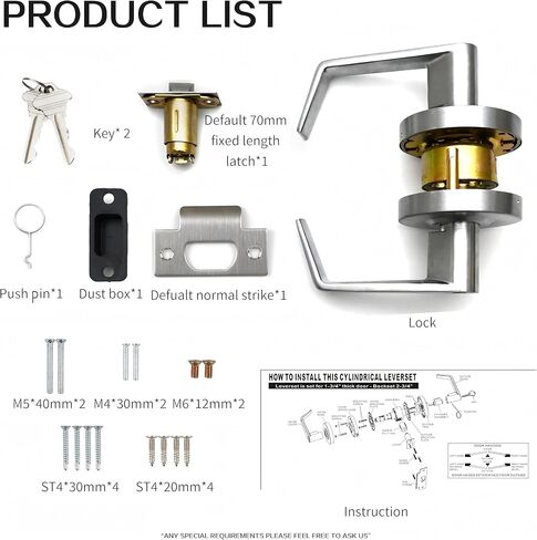 YoukeyHomi Entry/Entrance Keyed Function Commercial Heavy Duty Cylindrical Handle Lock, Commercial Door Handle, Heavy-Duty Door Lock,ANSI Grade-2,UL 3 Hour Fire Rated, ADA Compliant. (Entrance) in Saudi Arabia