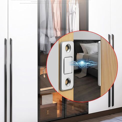 Single Pack Adhesive Magnetic Catch - No Drill Cabinet Latch, 3-Step Stick-On Installation for Cupboard, Door, Drawer Security (Tool-Free, Heavy Duty Hold) in Saudi Arabia