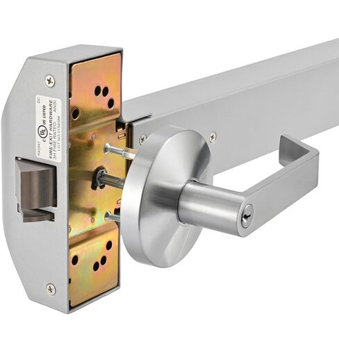 Commercial Panic Exit Device with Push Bar and Exterior Lever Handle, UL10C & ANSI Grade 1 Certified, ADA Compliant Emergency Exit Door Hardware for Safety & Durability (211P-With Lever Handle) in Saudi Arabia