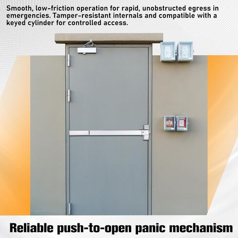 Zonon Commercial Push Bar Panic Exit Device 31" Stainless Steel Emergency Exit Door Hardware with Exterior Lever and 3 Keys for 30"-36" Metal Wood Door, Silver in Saudi Arabia