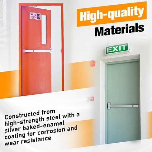 Zonon Commercial Push Bar Panic Exit Device 31" Stainless Steel Emergency Exit Door Hardware with Exterior Lever and 3 Keys for 30"-36" Metal Wood Door, Silver in Saudi Arabia