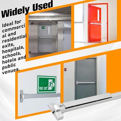 Zonon Commercial Push Bar Panic Exit Device 31" Stainless Steel Emergency Exit Door Hardware with Exterior Lever and 3 Keys for 30"-36" Metal Wood Door, Silver in Saudi Arabia