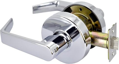 وظيفة مرور قفل الباب التجاري من MONT HARD - رافعة أسطوانية من الدرجة 2 مصنوعة من الكروم المصقول - غير يدوية، مقاومة للحريق لمدة 3 ساعات من UL، مقبض قابل للعكس للأبواب من 1-3/8 بوصة إلى 1-3/4 بوصة in Kuwait