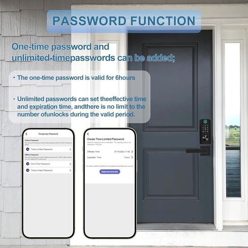 SICNAOPW مجموعة قفل باب ذكي بدون مفتاح ببصمة الإصبع واي فاي مع مقبض، مجموعة قفل ديدبولت TT للدخول الأمامي الرقمي الإلكتروني البيومتري، أسود in Kuwait