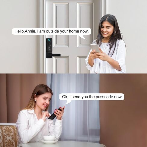 SICNAOPW مجموعة قفل باب ذكي بدون مفتاح ببصمة الإصبع واي فاي مع مقبض، مجموعة قفل ديدبولت TT للدخول الأمامي الرقمي الإلكتروني البيومتري، أسود in Kuwait