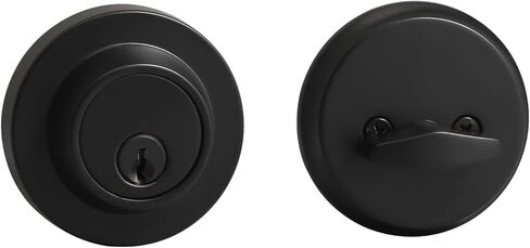 YAGU Wooden Round Entry Lever Door Handle and Single Cylinder Deadbolt Locking Lever Handle Set Pack of 1 [Front Door or Office] Right & Left Sided Doors Heavy Duty – Matte Black Finish in Saudi Arabia