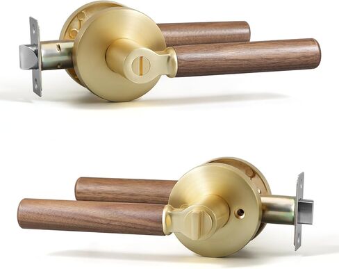 YAGU Wooden Round Entry Lever Door Handle and Single Cylinder Deadbolt Locking Lever Handle Set Pack of 1 [Front Door or Office] Right & Left Sided Doors Heavy Duty – Matte Black Finish in Saudi Arabia