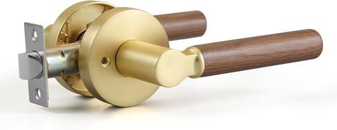YAGU Wooden Round Entry Lever Door Handle and Single Cylinder Deadbolt Locking Lever Handle Set Pack of 1 [Front Door or Office] Right & Left Sided Doors Heavy Duty – Matte Black Finish in Saudi Arabia