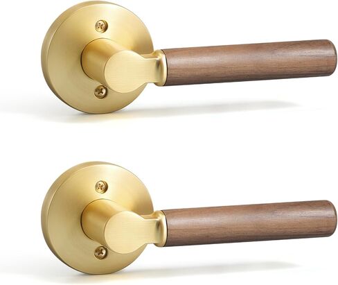 YAGU Wooden Round Entry Lever Door Handle and Single Cylinder Deadbolt Locking Lever Handle Set Pack of 1 [Front Door or Office] Right & Left Sided Doors Heavy Duty – Matte Black Finish in Saudi Arabia