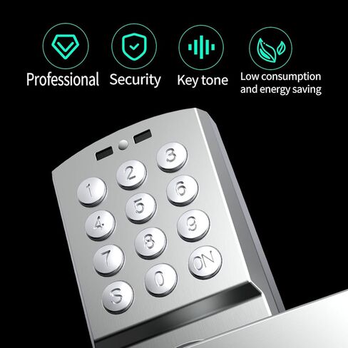 قفل باب لوحة المفاتيح للدخول بدون مفتاح من Pionevox مع رمز ذكي رقمي للمقبض للباب الأمامي، دخول تجاري بدون مفتاح مع مقبض لغرفة النوم والمكتب وتأجير المنزل، فضي (اليد اليسرى) in Kuwait