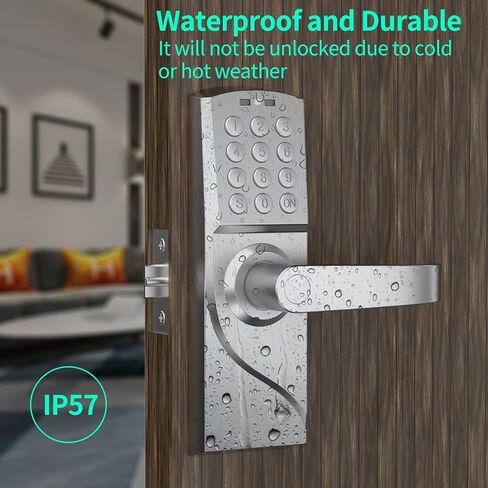 قفل باب لوحة المفاتيح للدخول بدون مفتاح من Pionevox مع رمز ذكي رقمي للمقبض للباب الأمامي، دخول تجاري بدون مفتاح مع مقبض لغرفة النوم والمكتب وتأجير المنزل، فضي (اليد اليسرى) in Kuwait