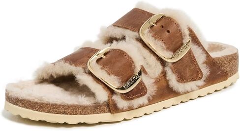 Birkenstock Arizona Big Buckle Shearling Syning Hourdals with cork -latex foot - ألوان وأحجام متعددة in Kuwait