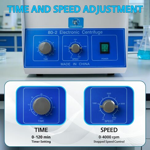 FYRVEXENZI 80-2 Electric Lab Centrifuge 4000RPM, 12x20mL Benchtop Centrifuge Machine, Timer 0-120min, Adjustable Speed, Medical Plasma PRF Centrifugadora for Lab & Beauty Use 110V in Kuwait