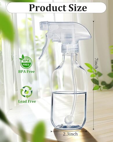 2 Pack 360° Spray Bottles, 10 oz Plastic Small Containers with Adjustable Spray Nozzles, Spray Bottles for Hair, Cleaning Solutions, BBQ and Plants Clear in Saudi Arabia