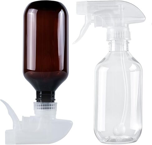 2 Pack 360° Spray Bottles, 10 oz Plastic Small Containers with Adjustable Spray Nozzles, Spray Bottles for Hair, Cleaning Solutions, BBQ and Plants Clear in Saudi Arabia