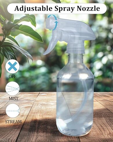 2 Pack 360° Spray Bottles, 10 oz Plastic Small Containers with Adjustable Spray Nozzles, Spray Bottles for Hair, Cleaning Solutions, BBQ and Plants Clear in Saudi Arabia