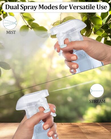 2 Pack 360° Spray Bottles, 10 oz Plastic Small Containers with Adjustable Spray Nozzles, Spray Bottles for Hair, Cleaning Solutions, BBQ and Plants Clear in Saudi Arabia