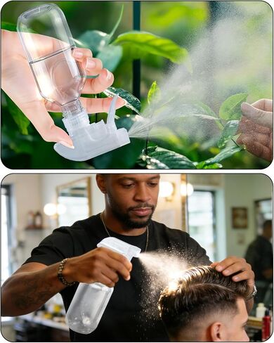 2 Pack 360° Spray Bottles, 10 oz Plastic Small Containers with Adjustable Spray Nozzles, Spray Bottles for Hair, Cleaning Solutions, BBQ and Plants Clear in Saudi Arabia