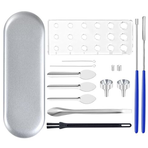 مجموعة معالجة البودرة الكاملة من Apxton للاستخدام المنزلي والاستخدام المنزلي - تتضمن مجموعة أدوات المختبر مداخل صغيرة وملاعق قياس ومجارف ومكبس وصينية أكريليك والمزيد للتوابل والحرف اليدوية (الحجم #000 00 0 1 2 3) in Kuwait