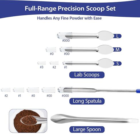 مجموعة معالجة البودرة الكاملة من Apxton للاستخدام المنزلي والاستخدام المنزلي - تتضمن مجموعة أدوات المختبر مداخل صغيرة وملاعق قياس ومجارف ومكبس وصينية أكريليك والمزيد للتوابل والحرف اليدوية (الحجم #000 00 0 1 2 3) in Kuwait