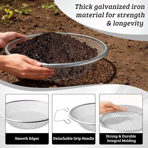 2PCS Soil Sifter for Gardening, 3mm + 6mm Mesh Compost Sifter with Detachable Handle for 5 Gallon Buckets Garden Sieve Sifters for Dirt Rocks Pellet Gravel Sand in Saudi Arabia