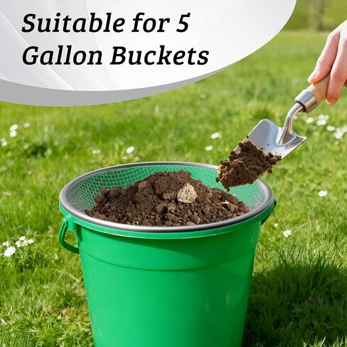 2PCS Soil Sifter for Gardening, 3mm + 6mm Mesh Compost Sifter with Detachable Handle for 5 Gallon Buckets Garden Sieve Sifters for Dirt Rocks Pellet Gravel Sand in Saudi Arabia