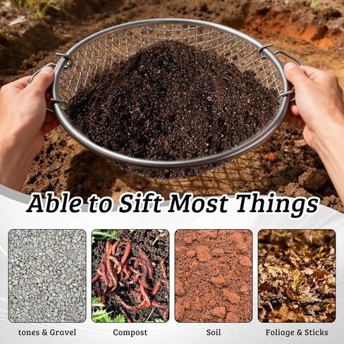 2PCS Soil Sifter for Gardening, 3mm + 6mm Mesh Compost Sifter with Detachable Handle for 5 Gallon Buckets Garden Sieve Sifters for Dirt Rocks Pellet Gravel Sand in Saudi Arabia