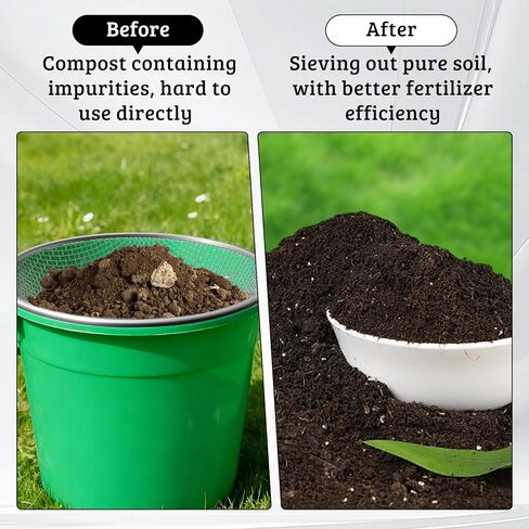 2PCS Soil Sifter for Gardening, 3mm + 6mm Mesh Compost Sifter with Detachable Handle for 5 Gallon Buckets Garden Sieve Sifters for Dirt Rocks Pellet Gravel Sand in Saudi Arabia