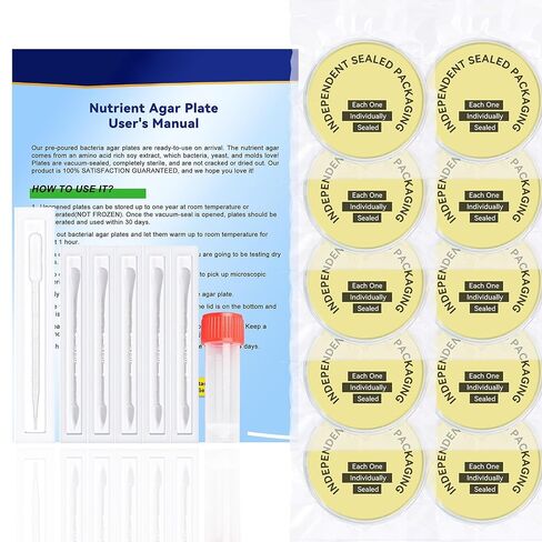 Nutrient Agar Petri Dishes Science Project Kit | Pre-Poured Agar Plates and Cotton Swabs for Science Experiments | Bacteria Science Kit - Sealed Separately (10 PCS) in Saudi Arabia