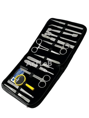 Premium 34 Pcs Advanced Biology Lab Anatomy Student Dissecting Dissection Kit Set with Scalpel Knife Handle Scalpel Blades (All in One with Zipper Case) Blades in Kuwait