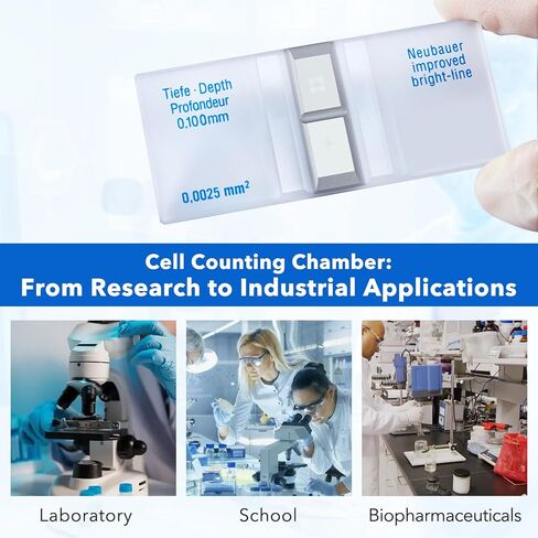 FOUR E'S SCIENTIFIC 2 حزمة من مقياس الدم نيوباور المحسن، غرفة عد الخلايا مع خط مشرق، 4 قطع أغطية زجاجية in Saudi Arabia