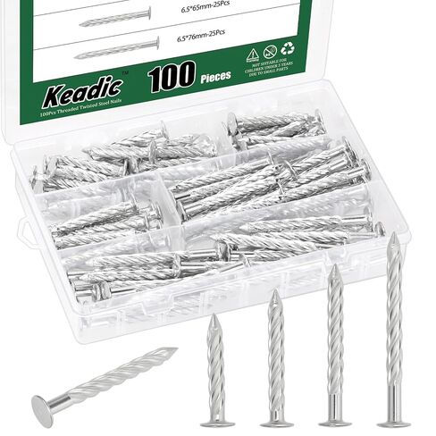 Keadic 50 PCS أسمنت الأظافر ، دبابيس الجدار المسامير للأظافر الخشبية ، الأظافر الصلبة المجلفنة ، Twist Twist Nail 6.5 * 76mm galvanized in Kuwait
