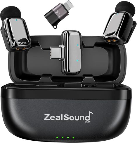 Zealsound Mini Wireless Lavalier Microphone لأجهزة iPhone ipad Android Tablets PC (USB -C/Lightning) - عمر البطارية/33 ساعة مع حالة شحن ، ميكروفون للبصفقة لتيكتوك ، بودكاست ، ASMR ، YouTube Videos in Saudi Arabia
