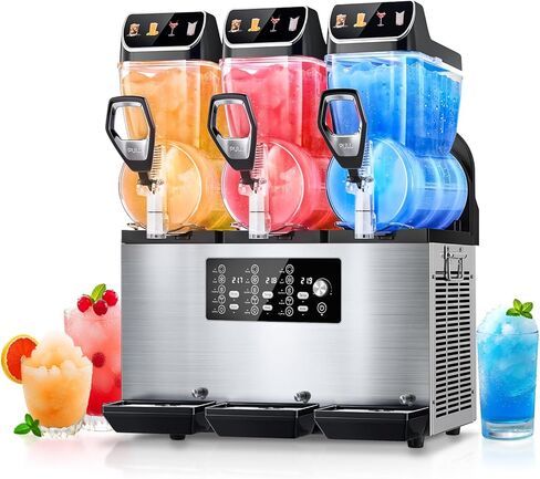 آلة تجارية سلوشي ، 15Lx2 خزانات الفولاذ المقاوم للصدأ Margarita Smoothie Frozen Frozen Machine ، Machine مستقل للدبابات Slushie ، 95 كوب Margarita Machine للبارات المقهى المطاعم in Saudi Arabia
