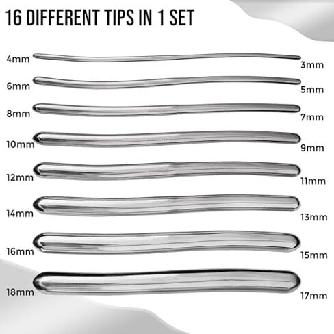 8-Piece Stainless Steel Hegar Dilator Set | Urology & Gynecology Instrument Kit | Smooth Polished Urethral Dilators with Case – Reusable Medical Grade Rods in Saudi Arabia