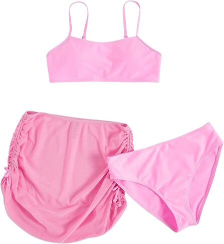Milumia Girl's 3 Set Bikini Set Swimsuit with Drawstring Beach Swim Skirt Swimwear in Saudi Arabia