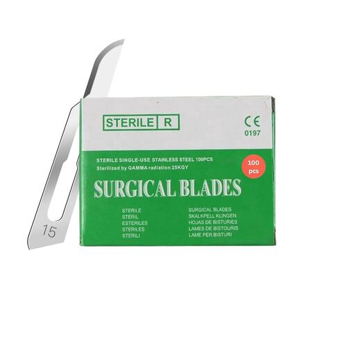 Surgical Blades #15 – Sterile Stainless Steel Single-Use Scalpel Blades, Gamma Sterilized 25KGY, 100pcs (#15) in Saudi Arabia