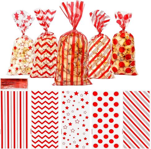 Christmas Treat Bags, 60 PCS Flat Bottom Christmas Cellophane Bags, 6"X11" Clear Cellophane Treat Bag, Plastic Candy Cookie Goodie Gift Bag with Twist Tie for Xmas Wedding Holiday Party Favor Supplies in Kuwait