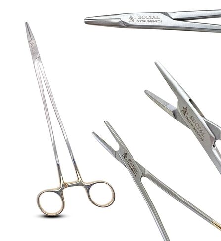 Social instruments Mayo Hegar Needle Holder Driver with Tungsten Carbide Inserts and Gold Rings Premium Grade Instrument (6 inch- 2pcs) in Saudi Arabia