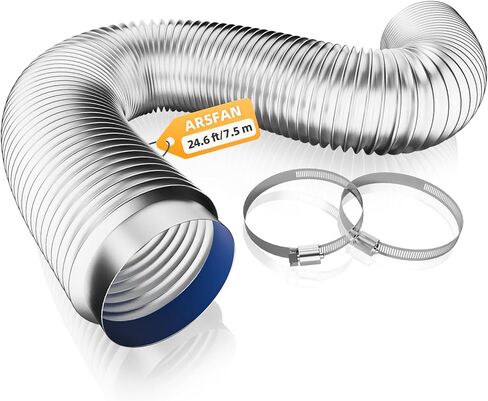 أنابيب HVAC مقاس 4 بوصات، أنابيب HVAC مرنة، خرطوم أنابيب ألومنيوم مقاوم للحرارة قابل للانحناء بطول 16.4FT 360 درجة للحمام والمطبخ وفتحة تهوية عادم 2AF-فضي in Kuwait